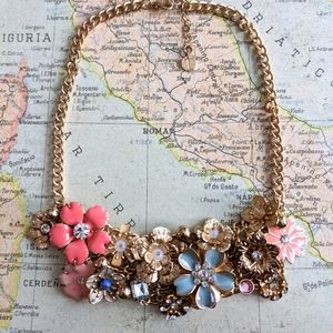 Talbots Gold Grouped Flower Statement Necklace